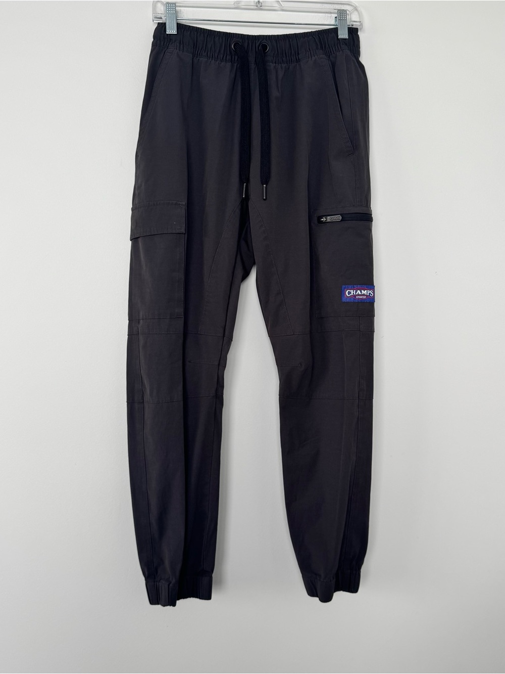CSG Champs Sports Cargo Jogger Pants Charcoal Gray Ankle Cuffs Streetwear Mens S